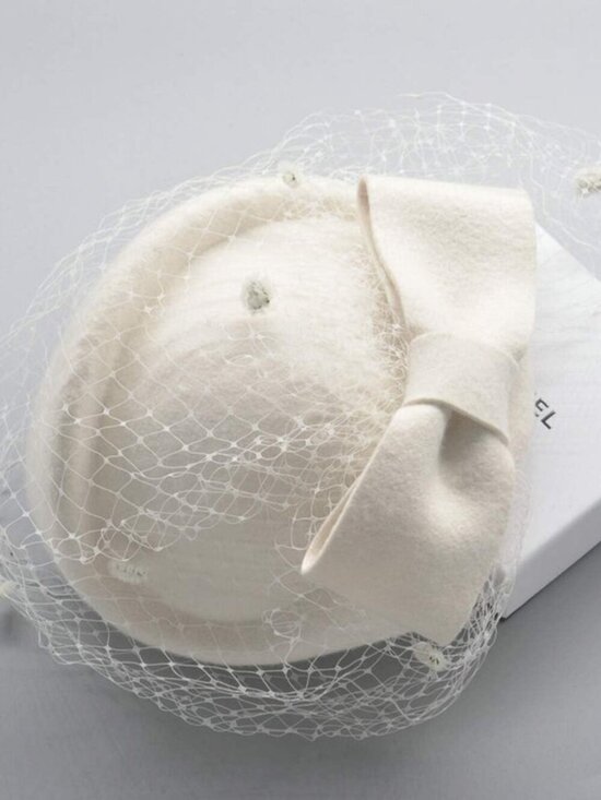 Women\'s Wool Felt Flower Pillbox Hat British Wedding Church Derby Hats White main image 5